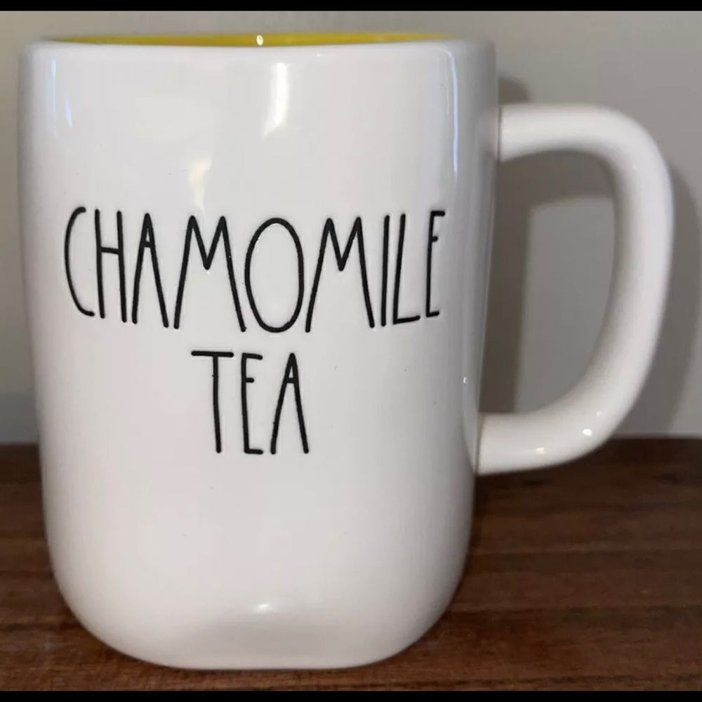 Rae Dunn Chamomile Tea Mug Yellow Interior New